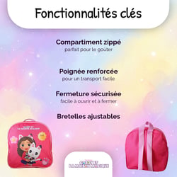 Sac goûter maternelle 24 cm - Gabby et la Maison Magique - Rose - 1 compartiment