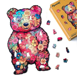 Puzzle 2D en Bois Adulte - Ours en Peluche floral