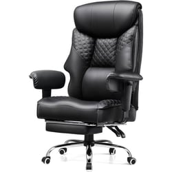 Chaise gaming ergonomique - COMHOMA - Grandes Tailles - Cuir PU noir - Repose-pieds