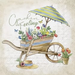 Lot de 4 serviettes en papier découpage collage 33 cm JARDIN FLEUR REPOS D 115