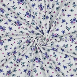 Tissu Jersey Coton imprimé Fleuris Naia sur fond Blanc