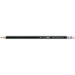 Crayon graphite - Faber-Castell - Lot de 12 - Hexagonal - Mine HB - Gomme intégrée