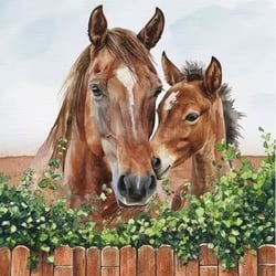4 serviettes en papier découpage collage 33 cm CHEVAL POULAIN ASS 101