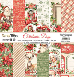 Pochette de 12 feuilles recto verso Christmas Day Scrapboys