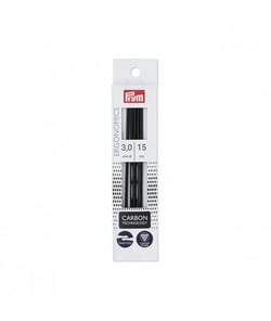 Aiguilles à tricoter double pointe Ergonomics Carbon 15cm n°2 à 4 - Prym taille n°3