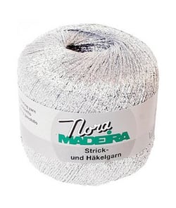 Fil à crocheter et à tricoter métallisé Nora Madeira - 25GR 342 Gris Argent