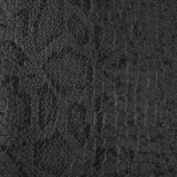 Tissu Simili cuir Croco snake Noir mat sur fond Noir