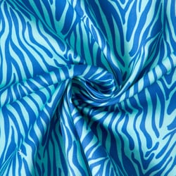 Tissu Toile de Coton Yara zebré Bleu sur fond Bleu turquoise