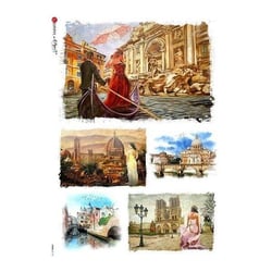 1 feuille de papier de riz 22.5 x 32 cm découpage collage Paper Designs VENISE 0114