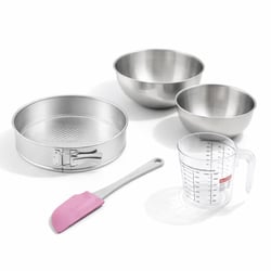 Set pâtisserie avec moule à manqué 26,3 cm, 2 bols à mixer, verre mesureur et spatule Zenker