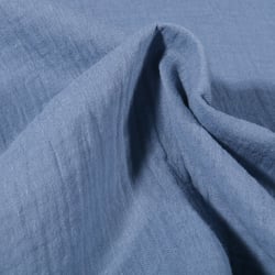Tissu Double gaze de coton uni Bleu ancien