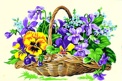 Canevas antique Panier de fleurs 30x40cm
