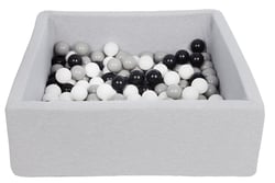 Piscine à balles pour enfant, dimensions: 90x90 cm + 150 balles noir,blanc,gris - Velinda