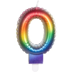 Bougie Arc-en-Ciel Chiffre 0 (8 cm) - Effet Ballon