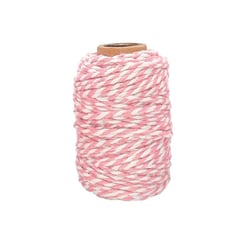 MégaCréa DIY - Ficelle coton bicolore rose clair et blanc 25 m x 1,5 mm