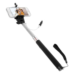 Avizar Perche à Selfie pour iPhone Lightning Télescopique Extensible 1m Rotative Argent