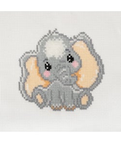 Mini Kit Point de Croix Éléphant - 12 x 12 cm - Trimits Gris
