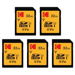 Kodak Lot de 5 Cartes Mémoire SDHC Ultra High Speed 32 Go – Classe 10 – Idéal pour Appareils Photo et Vidéo