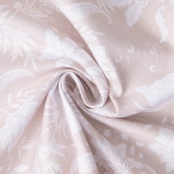 Tissu Polyester White Flora sur fond Beige