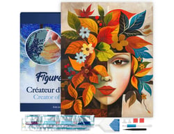 Diamond Painting Broderie Diamant Figured’Art 40x50cm toile tendue sur châssis en bois - diamants carrés - Visage floral d'Automne inspiré de Picasso