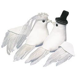 Couple de pigeons, 8 cm, blanc - la paire