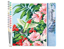Peinture par Numéro Figured'Art - Colibri dans les Fleurs - Kit de Loisir Créatif DIY Numéro d'Art Complet - 40x50cm sans châssis en bois