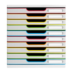 Module de classement Modulo Black Office 10 tiroirs fermés - Blanc/arlequin - Exacompta