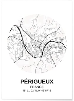 Affiche Carte Périgueux | A3 : 29,7x42cm