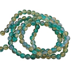 Fil de 105 Perles ronde en verre craquelé cristal 8 mm VERT JAUNE