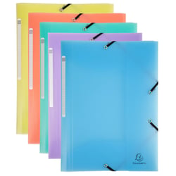 Chemise à élastiques 3 rabats polypropylène Chromaline Pastel - A4 - Couleurs assorties - x 25 - Exacompta