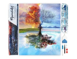 Diamond Painting Broderie Diamant Figured’Art 40x50cm toile entière roulée avec diamants carrés - Arbre 4 saisons Classique