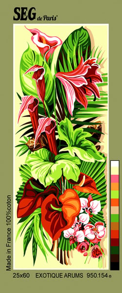 Canevas antique Exotiques arums 25x60cm
