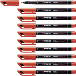 Lot de 10 feutres permanents pointe fine 0,7 mm - STABILO - Rouge