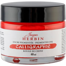 Encre de calligraphie pigmentée - Rouge de Chine - Jacques Herbin - Flacon 40ml