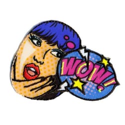 Lot de 3 écussons thermocollants POP ART WOW 4.5x3.5cm