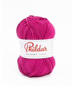 Fil coton à tricoter PHIL COTON 3 - Phildar - PPSC - certifié Oeko-Tex Bougainvillier
