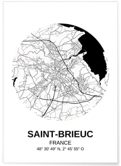 Affiche Carte Saint-Brieuc | A3 : 29,7x42cm