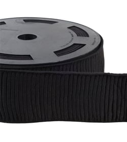 Elastique monte jupe coton 70mm noir au mètre