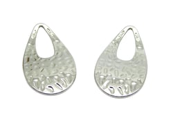 2 Pendentifs goutte martelée et courbée 34*18mm argenté