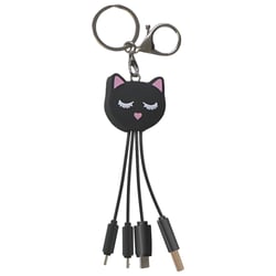 YELLO KOKO Câble 3 en 1 USB A/micro USB & USB C & Lightning 0,15m Chat Noir