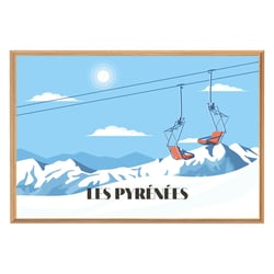 Tableau mural encadré illustration télésiège Pyrénées 65x97 cm