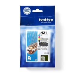 Pack de 4 Cartouches d'encre LC421VAL - BROTHER - Noir, Cyan, Magenta et Jaune capacité standard de 200 pages - Pour DCP-J1050D
