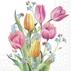 Lot de 4 serviettes en papier découpage collage 33 cm FLEUR TULIPE F 104
