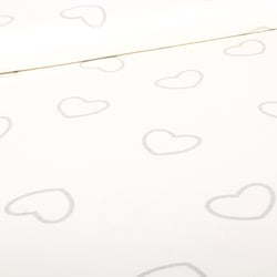 Tissu Coton Satiné extensible Cœurs argentés sur fond Blanc