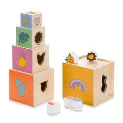Cubes à empiler en bois coloré - Hauck - Orange