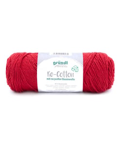 Pelote de coton Recyclé RE-COTTON macramé 100Gr - Grundl 04 Rouge
