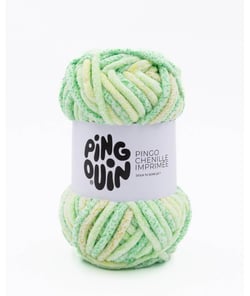 Fil velours 100GR à tricoter PINGO CHENILLE IMPRIMEE - Pingouin - certifié Oeko-Tex Vegetal Vert