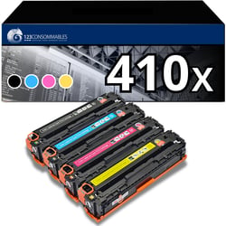 410X - Pack 4 toners HP 410X compatibles Color LaserJet Pro M477fdw M452dw - 123CONSOMMABLES