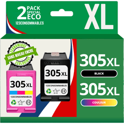 123CONSOMMABLES - 305XL - Cartouche d'encre compatible avec HP 305 XL Noir et Couleur pour HP DeskJet 2720E 2720 2700E 2700 2710E 2710 2721E 2723E 4120E Envy 6000 6020 6020E 6032E - 123CONSOMMABLES