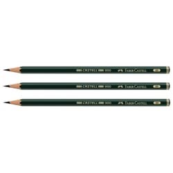 Crayon graphite Faber-Castell 9000 - Hexagonal - Mine 2 mm - Dureté 8B - Lot de 3